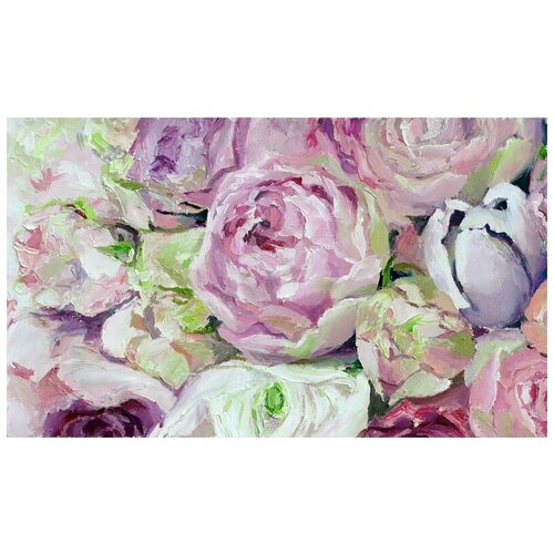 фото Картина на холсте маслом "розы-розочки" 20 x 35 см. автор: маслова ольга (багетная рама в подарок) бачетта