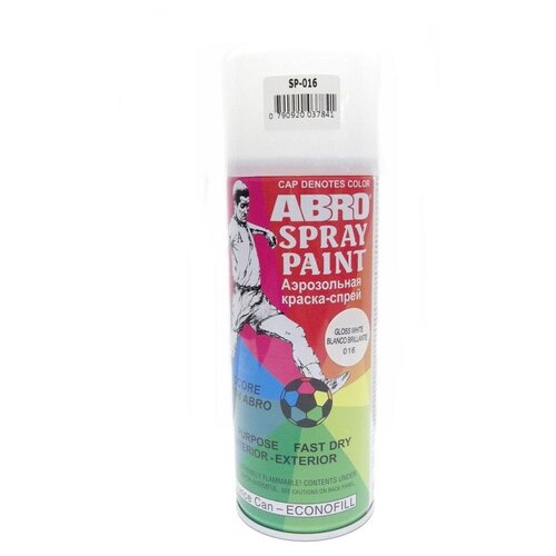 Краска ABRO Soccer Player, белый глянцевый, глянцевая, 473 мл, 1 шт. краска abro spray paint 53 желтый глянцевая 473 мл