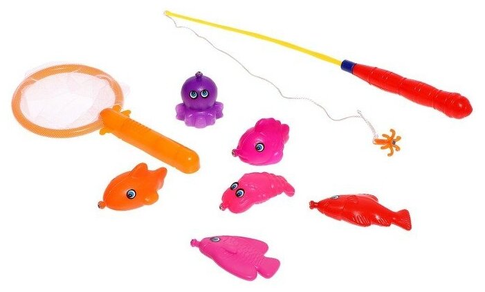 Рыбалка магнитная «Морские жители», 1 удочка , 1 сачок, 6 игрушек, микс