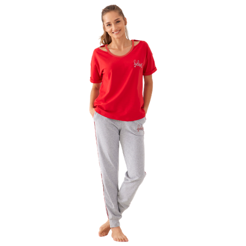 фото Пижама женская с брюками и футболкой relax mode пижама женская со штанами костюм домашний пижама хлопок подарок для женщин