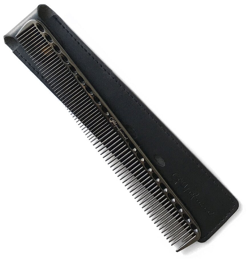 Gera Professional, Расческа для стрижки , длинная, металическая, цвет черный