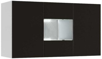 Шкаф навесной Миф Флорис черный глянец / белый 120х45.8х67.6 см