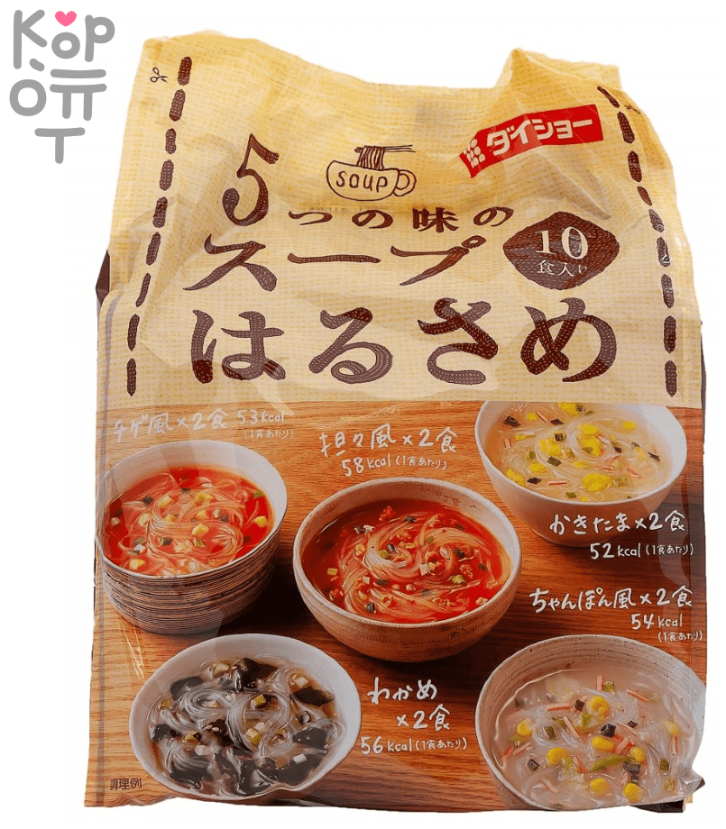 Суп Daisho с лапшой Харусаме, 5 вкусов, 10 порций, 164.6г Japan