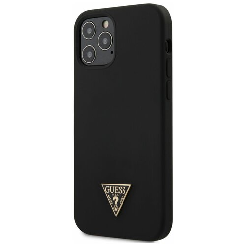 фото Чехол cg mobile guess liquid silicone triangle metal logo hard для iphone 12 pro max, цвет черный (guhcp12llstmbk)