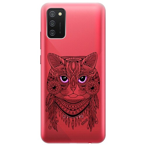фото Ультратонкий силиконовый чехол-накладка для samsung galaxy a02s с 3d принтом "grand cat" gosso