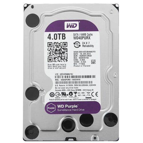 Жесткий диск Western Digital WD Purple 4 ТБ WD40PURX жесткий диск western digital wd purple 5 тб wd50purx