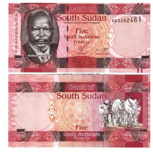 Судан южный 5 фунтов 2011 г «Стадо Коров» UNC южный судан 10 фунтов 2011 unc pick 7