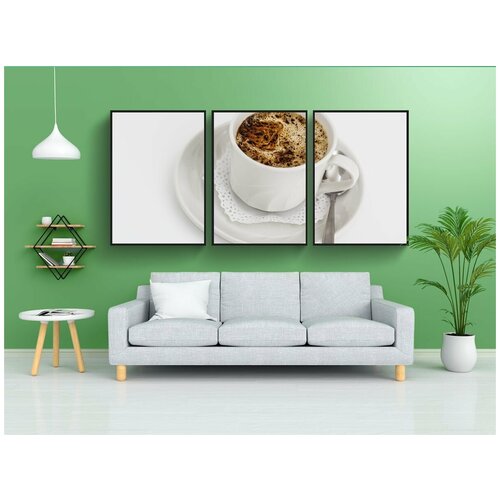 фото Набор модулных постеров для интерьера "чашка кофе, кофе брейк, кофе" 60x90 см. в тубусе, без рамки lotsprints