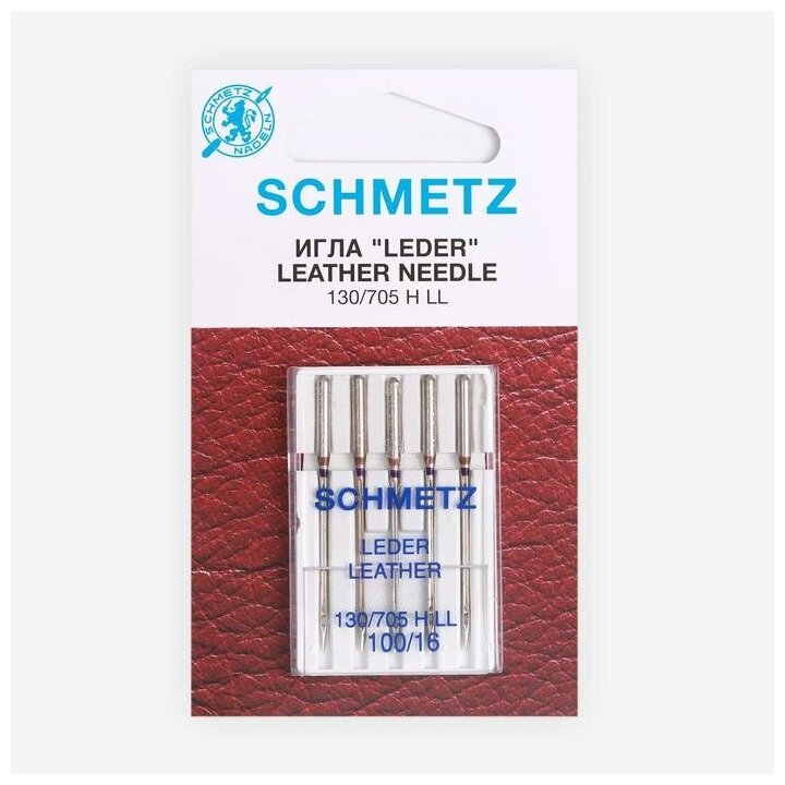 Игла/иглы Schmetz Leather 130/705 H LL 100/16 серебристый - фотография № 3