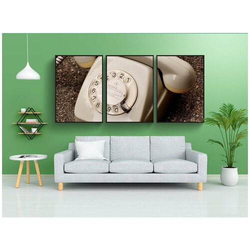 фото Набор модулных постеров для интерьера "старый телефон, 60-е годы, 70-е годы" 60x90 см. в тубусе, без рамки lotsprints