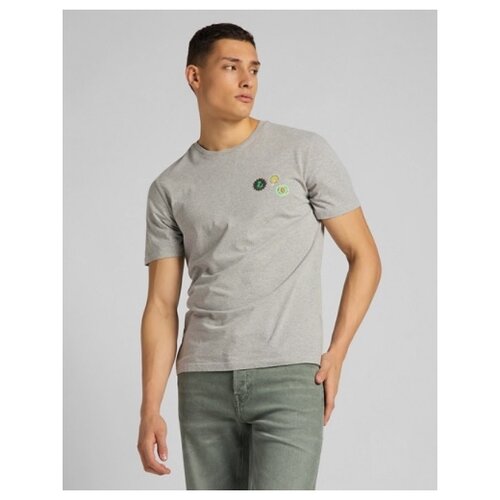 фото Футболка lee summer logo tee l63lfe37 мужская, цвет серый, размер xxl