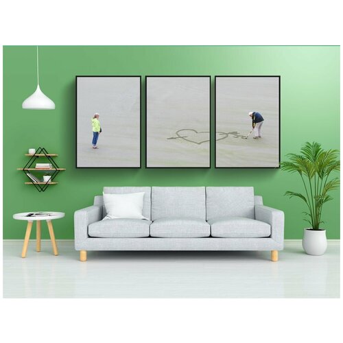 фото Набор модулных постеров для интерьера "любовь, пляж, форма сердца" 60x90 см. в тубусе, без рамки lotsprints