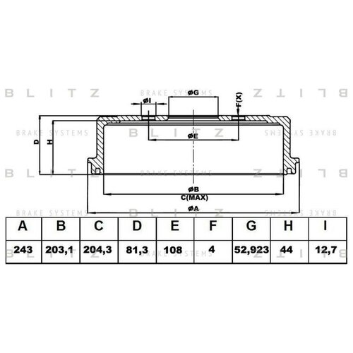 Барабан Тормозной Ford Fiesta V/Fusion 02-> Blitz Bt0132 Blitz арт. BT0132