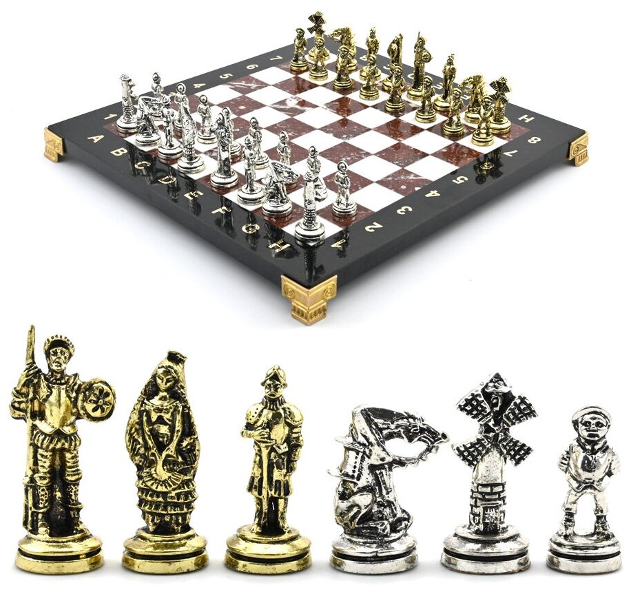 Шахматы подарочные с металлическими фигурами "Дон Кихот" 250*250мм Шахматы подарочные с металлическими фигурами "Дон Кихот" 250*250мм