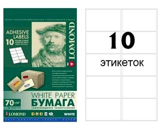 Этикетки универсальные Lomond А4 70г/м2 105x59.4мм 50л 2100055 - фото №4