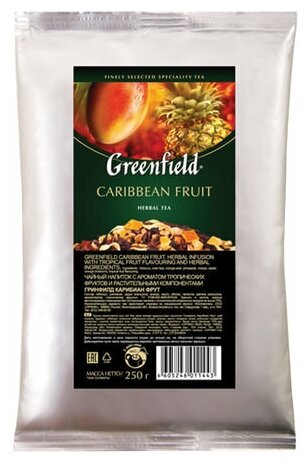 Greenfield Чай GREENFIELD (Гринфилд) "Caribbean Fruit", фруктовый, манго/ананас, листовой, 250 г, пакет, 1144-15