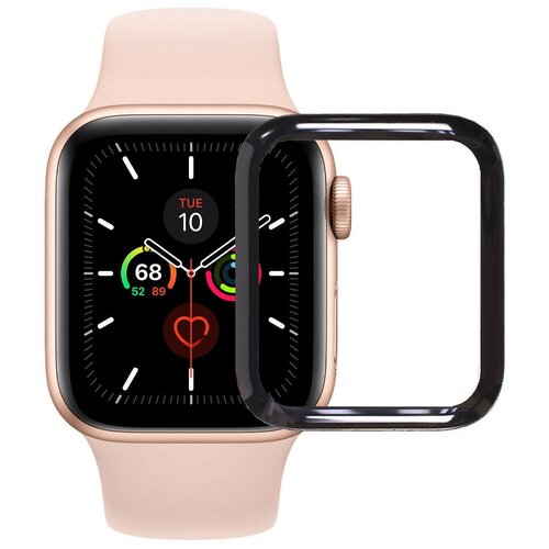 Защитное стекло для Apple Watch 4 44mm, Apple Watch 5 44mm, Apple Watch 6 44mm, Apple Watch SE 44mm полное покрытие (полноэкранное) черное