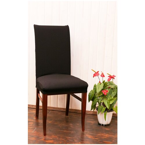 фото Чехол на стул / чехол для стула со спинкой "fukra oval" черный luxalto