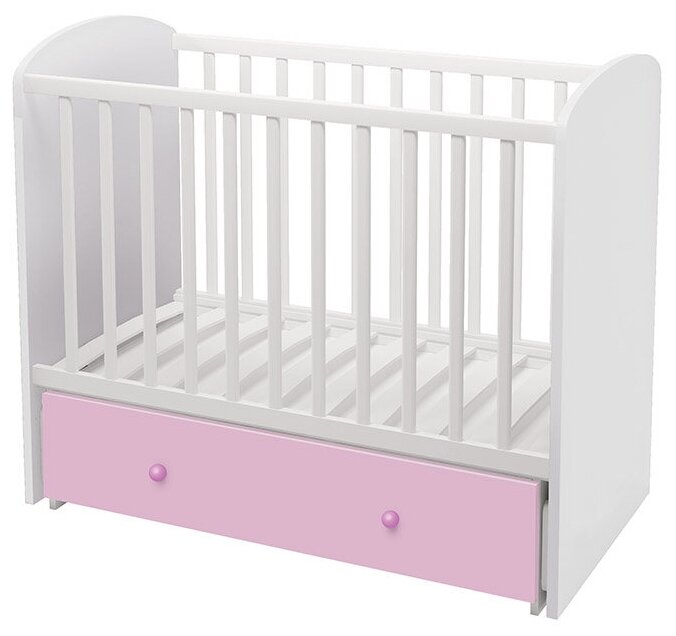 Кроватка детская Polini kids Sky 745, с ящиком, розовый