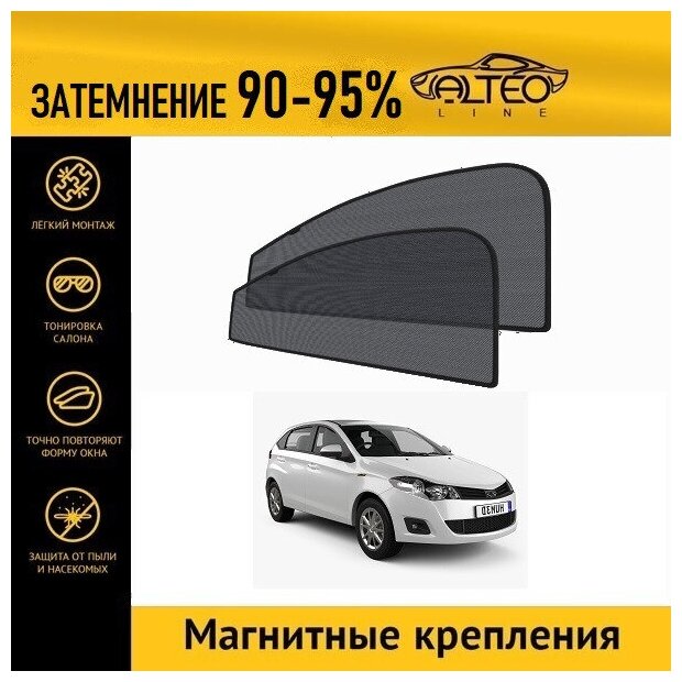 Каркасные автошторки ALTEO PREMIUM на Chery Bonus (A13) (2011-2016) на передние двери на магнитах с затемнением 90-95%