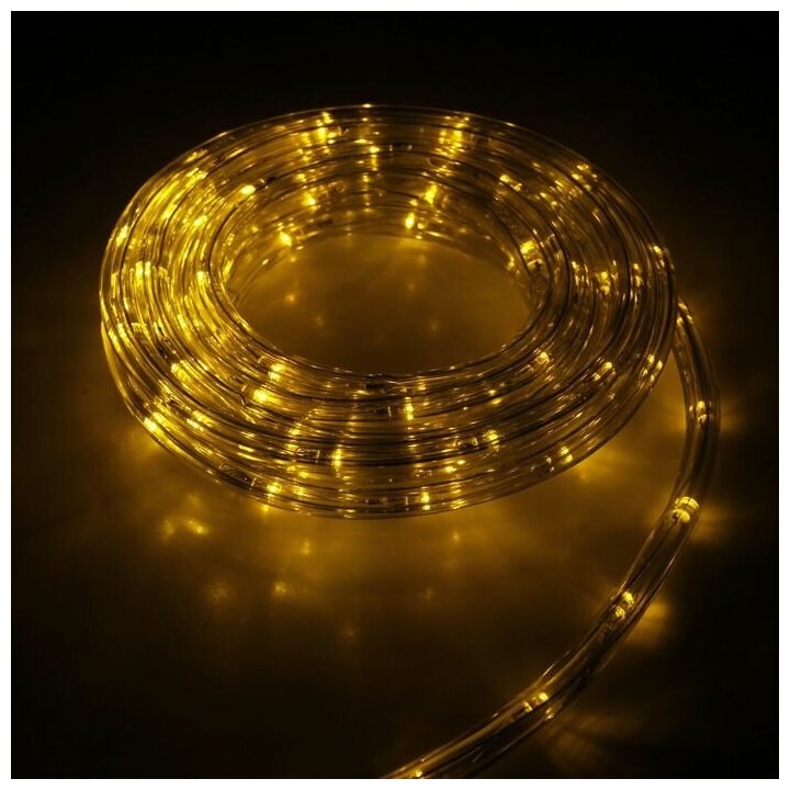 Световой шнур Luazon Lighting 10 мм, IP44, 5 м, 24 LED/м, 220 В, 8 режимов, свечение жёлтое - фотография № 1