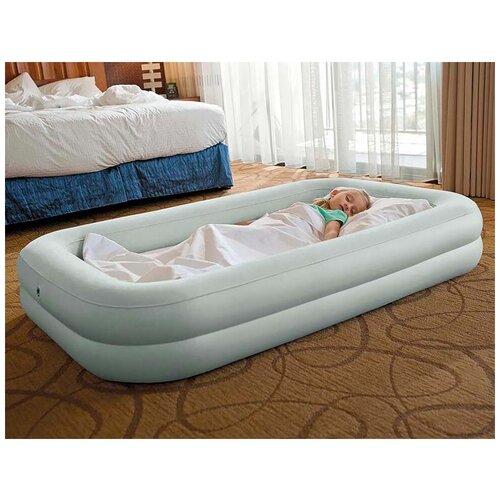 фото Детская надувная кровать kidz travel bed set intex с насосом, 107х168x25 см