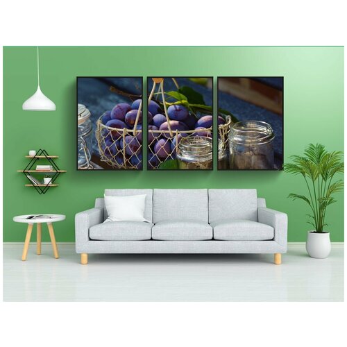 фото Набор модулных постеров для интерьера "сливы, очки, каменщики" 60x90 см. в тубусе, без рамки lotsprints