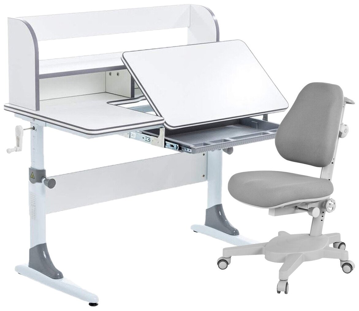 Комплект Anatomica Smart-30 парта + кресло + органайзер белый/серый с серым креслом Armata - фотография № 2