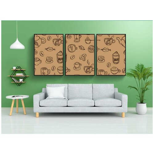 фото Набор модулных постеров для интерьера "кофе, задний план, кафе" 60x90 см. в тубусе, без рамки lotsprints