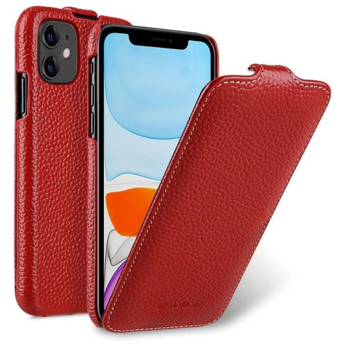 фото Кожаный чехол флип melkco для apple iphone 11 - jacka type - красный