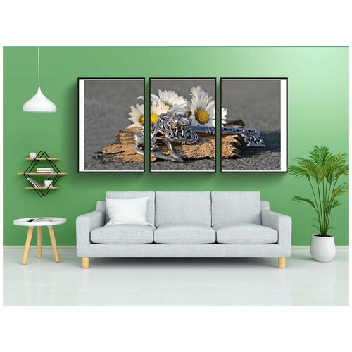 фото Набор модулных постеров для интерьера "ключ, сердце, маргаритка" 60x90 см. в тубусе, без рамки lotsprints