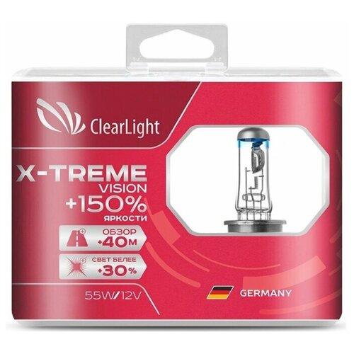 фото Лампа автомобильная галогенная clearlight 12v-55w x-treme vision 150% light