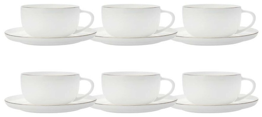Набор 6 чашек с блюдцами Кашемир Голд кофейных 100 мл (Maxwell&Williams)
