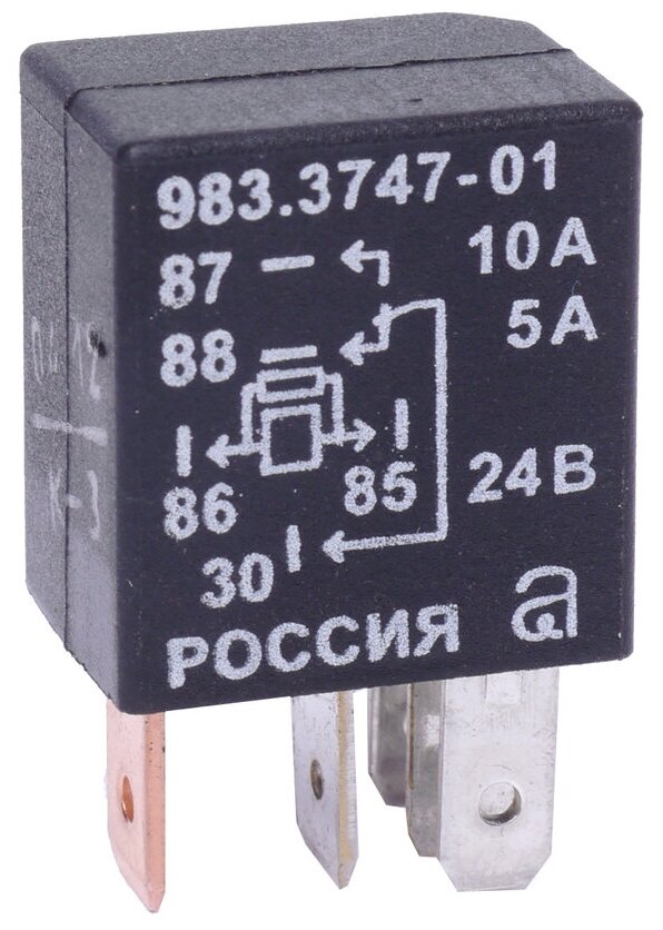 Реле электромагнитное 24V 5-ти контактное 12/6А переключ. без кронштейна АВАР 983.3747-01