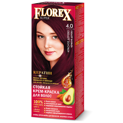 Florex Florex Super стойкая крем-краска, 4.0 красное дерево, 100 мл