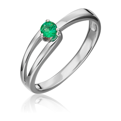 PLATINA jewelry Кольцо из белого золота с изумрудом 01-0442-00-103-1120-30, размер 17,5