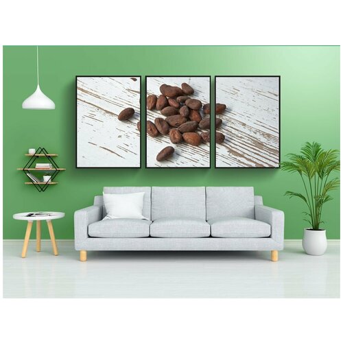 фото Набор модулных постеров для интерьера "какао бобов, чернить, браун" 60x90 см. в тубусе, без рамки lotsprints