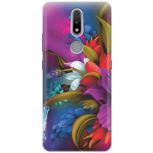 фото Ультратонкий силиконовый чехол-накладка для nokia 2.4 с принтом "фантастические цветы" gosso