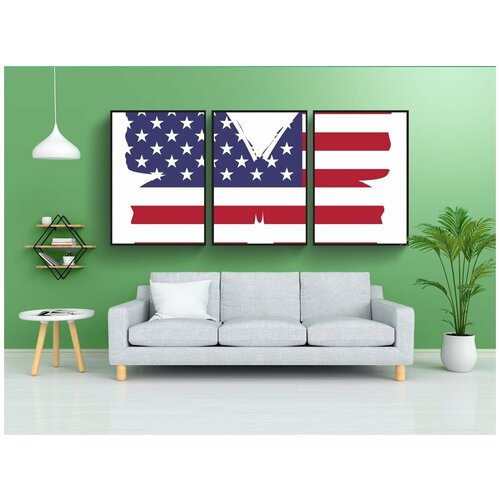 фото Модульный постер "америка, бабочка, флаг" 180x90 см. из 3х частей в тубусе, без рамки lotsprints