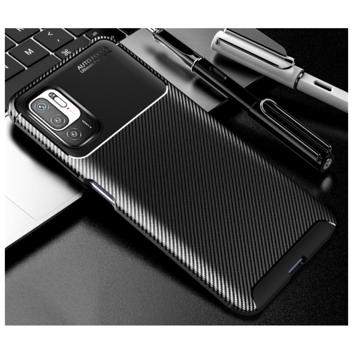 Чехол-бампер MyPads Sotto il Carbonio для Xiaomi Poco M3 Pro 5G / Redmi Note 10 5G / Redmi Note 11SE из силикона с матовой отделкой под карбон черная