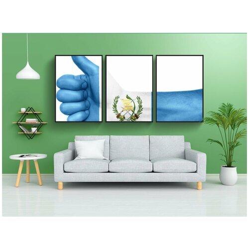 фото Набор модулных постеров для интерьера "гватемала, флаг, рука" 60x90 см. в тубусе, без рамки lotsprints