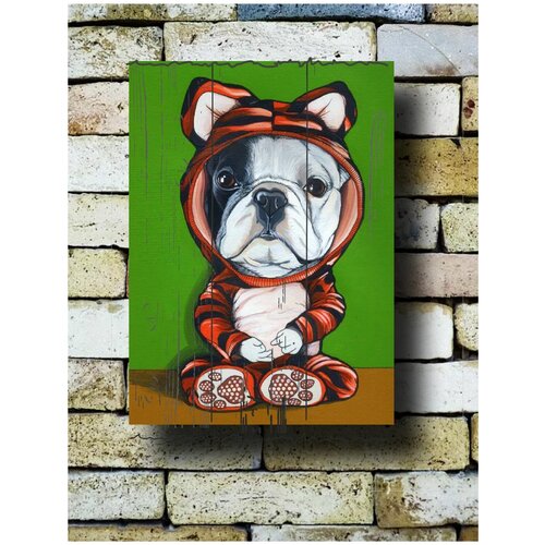 Картина на досках 'Французский Бульдог. Француз.'