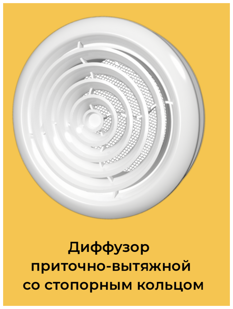 20DKZP Диффузор приточно-вытяжной со стопорным кольцом и фланцем D200