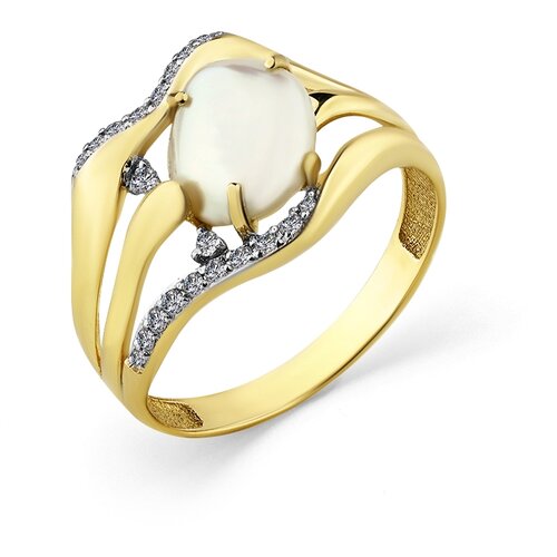 Золотое кольцо с бриллиантом, жемчугом