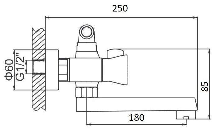 Смеситель для ванной с изливом 20 см и душем WISENT 3187 - фотография № 5