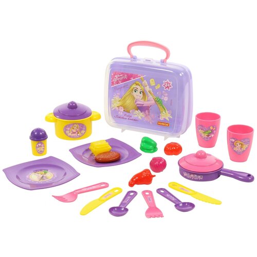 фото Игровой набор посуды полесье "принцесса рапунцель. готовим вместе" (в чемоданчике) 71033