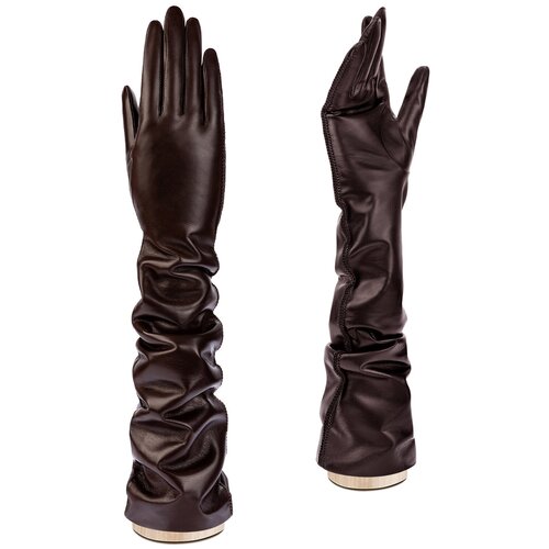 фото Перчатки eleganzza зимние, натуральная кожа, подкладка, размер 6.5, коричневый