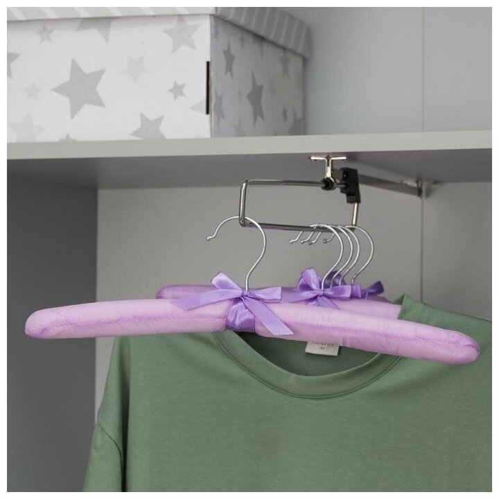 Вешалка-плечики для одежды мягкая «Атлас», размер 44-48, цвет сиреневый - фотография № 10