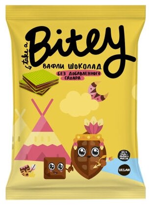 Вафли детские Take a Bitey "Шоколад", без сахара, без глютена, байт, 35гр - фотография № 1