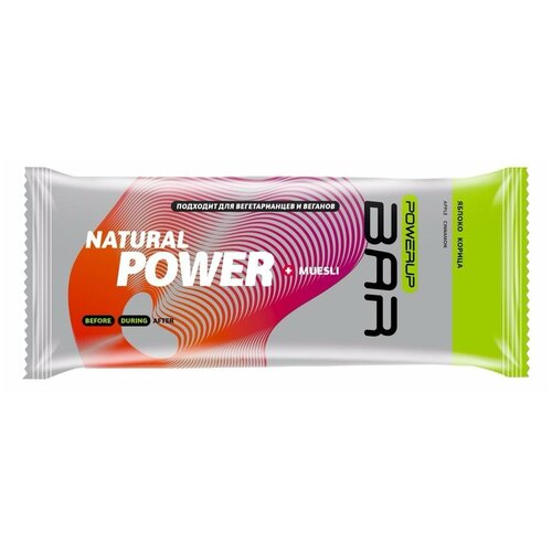 Батончик POWERUP Энергетический батончик FRUIT+NUTS 50г. MUESLI яблоко, корица